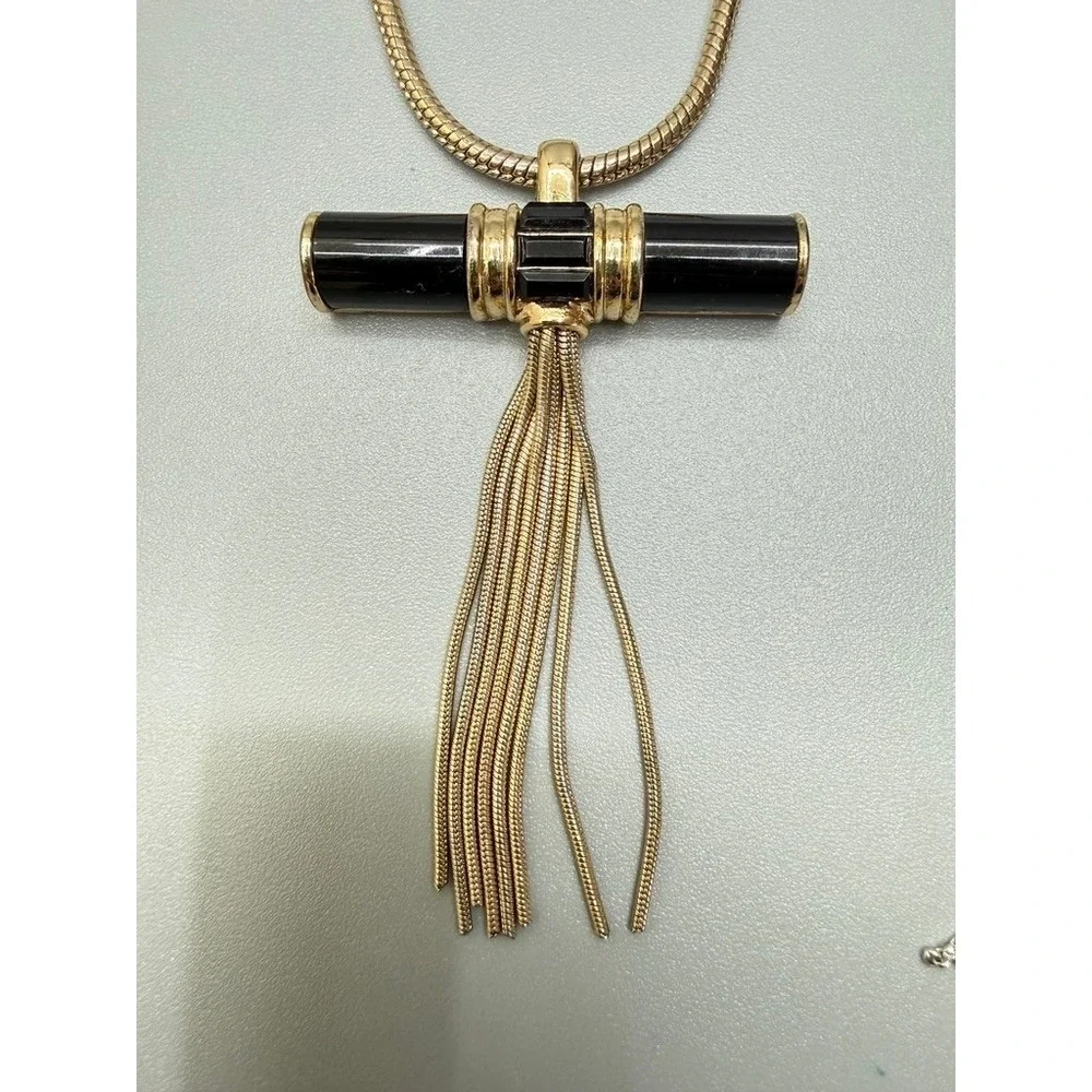 Long Fringe Necklace Lot of 3 Opera Signed Statement Casual Everyday‎ Designer
